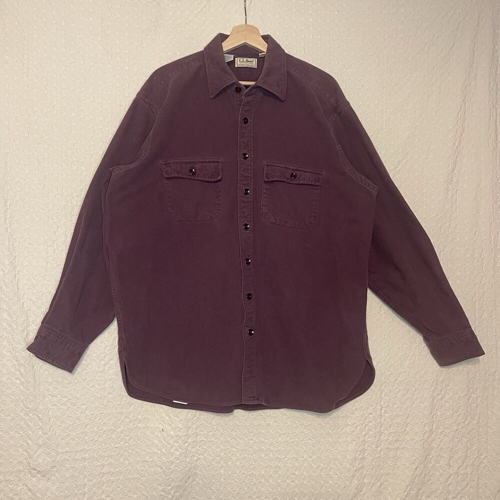 Vintage 1990s L.L. Bean Cotton Chamois Cloth Button Shirt Tall 18 Faded Purple